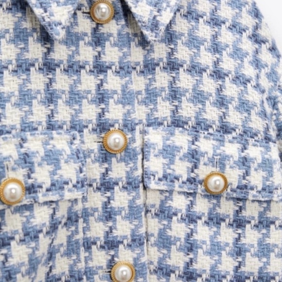 ZARA Houndstooth Tweed Oversized Jacket with Pearlized Buttons (Size XS) - Picture 3 of 11